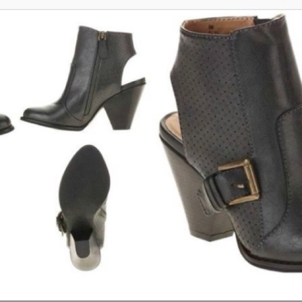 Charcoal Grey Perferated Spring/ Fall Booties -8